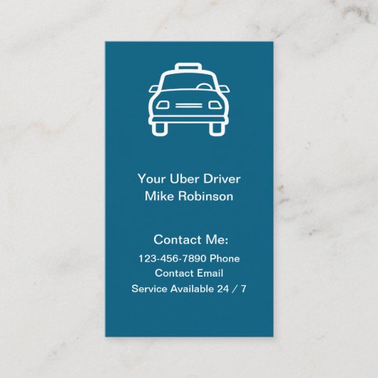 Uber Driver Simple Contact Business Cards Visitenkarte (Vorderseite)