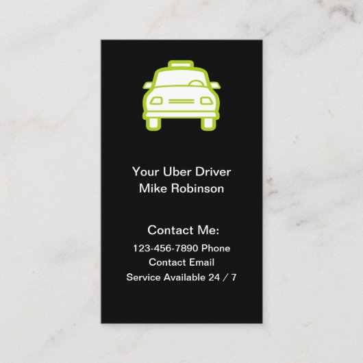 Uber Driver Simple Contact Business Cards Visitenkarte (Vorderseite)