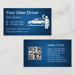 Uber Driver Taxi Limo Cool Blue Metal QR Code Visitenkarte