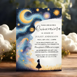 Über Dunkle Fun Star Prom Starry Night Sky Quincea Einladung