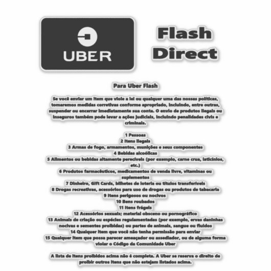 Uber Flash Direct Diretrizes Aufkleber (Vorderseite)
