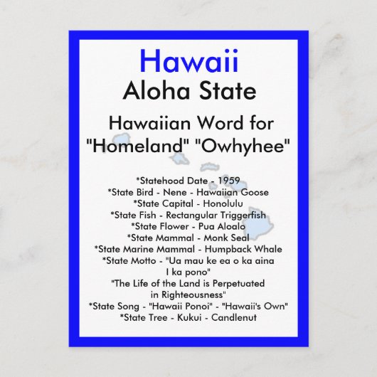 Über Hawaii Postkarte (Vorderseite)