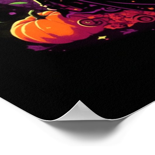 Über Hexen nachdenken, die auf einem Kürbisplakat Poster (Ecke)