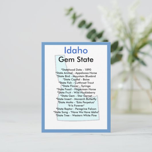Über Idaho Postkarte (Stehend Vorderseite)