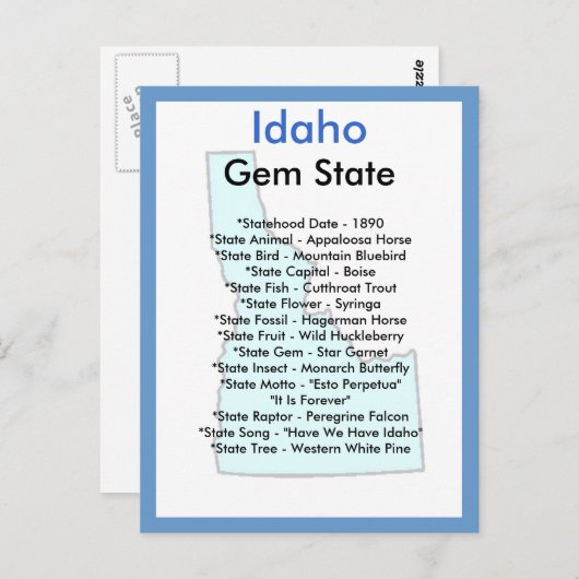 Über Idaho Postkarte (Vorne/Hinten)