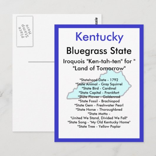 Über Kentucky Postkarte (Vorne/Hinten)