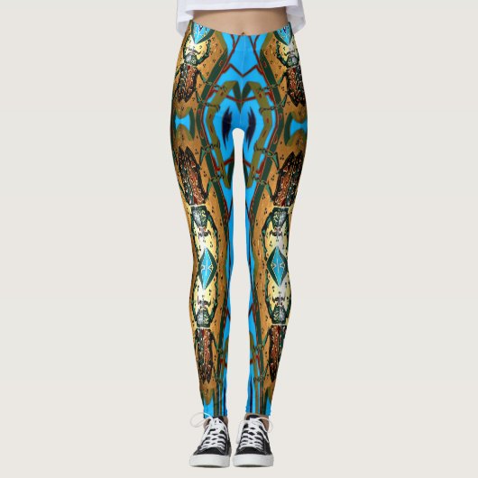 Über lebendiges Skarabäus-Käfer-Design Leggings (Vorderseite)