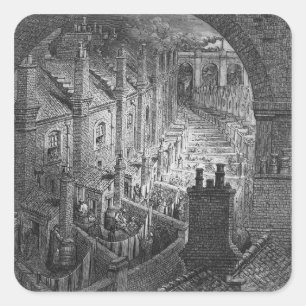 Über London - per Bahn Quadratischer Aufkleber