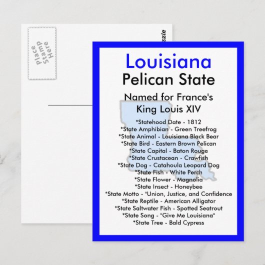 Über Louisiana Postkarte (Vorne/Hinten)