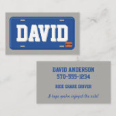 Uber Lyft Fahrer-blaues und graues Kfz-Kennzeichen Visitenkarte (Vorne/Hinten)