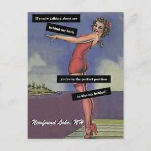 Über mich hinter meinem Rücken sprechen Vintage Lu Postkarte