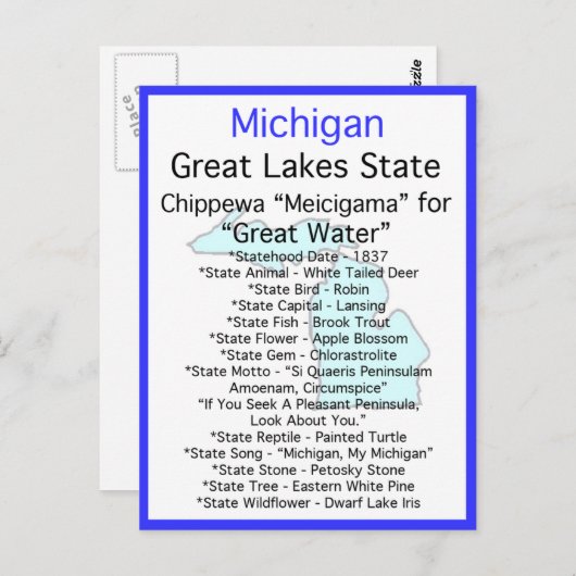 Über Michigan Postkarte (Vorne/Hinten)