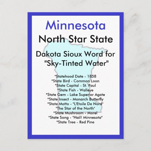 Über Minnesota Postkarte (Vorderseite)
