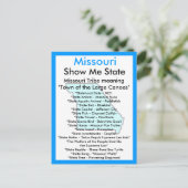 Über Missouri Postkarte (Stehend Vorderseite)