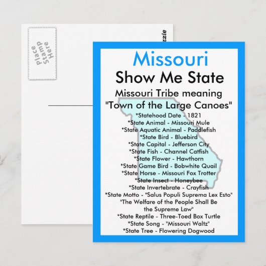 Über Missouri Postkarte (Vorne/Hinten)