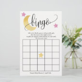 Über Mond, Mond und rosa Sterne Bingokarte (Stehend Vorderseite)