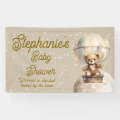 Über Moon Teddy Bear Gender Neutral Baby Dusche Banner (Horizontal)