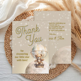 Über Moon Teddy Bear Gender Neutral Baby Dusche Dankeskarte