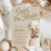 Über Moon Teddy Bear Gender Neutral Baby Dusche Einladung