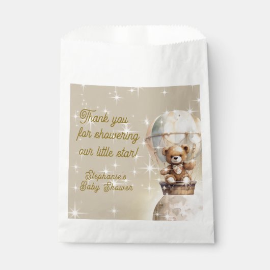 Über Moon Teddy Bear Gender Neutral Baby Dusche Geschenktütchen (Vorderseite)
