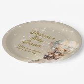 Über Moon Teddy Bear Gender Neutral Baby Dusche Pappteller (Schrägansicht)