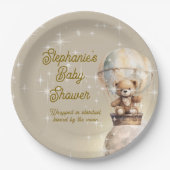 Über Moon Teddy Bear Gender Neutral Baby Dusche Pappteller (Vorderseite)