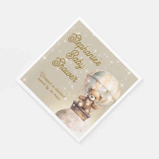 Über Moon Teddy Bear Gender Neutral Baby Dusche Serviette (Ecke)