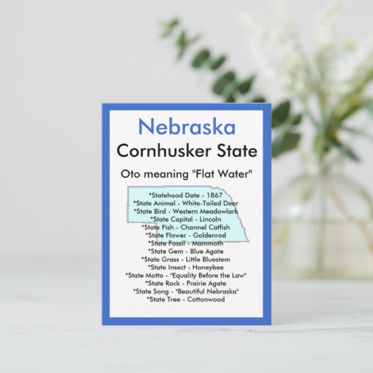 Über Nebraska Postkarte (Stehend Vorderseite)
