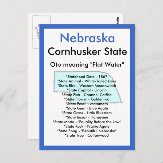 Über Nebraska Postkarte (Vorne/Hinten)