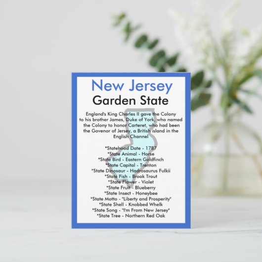 Über New Jersey Postkarte (Stehend Vorderseite)