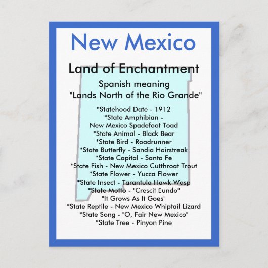 Über New Mexico Postkarte (Vorderseite)