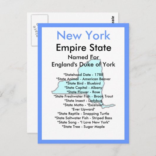 Über New York Postkarte (Vorne/Hinten)