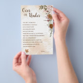 Über oder unter Boho-Herbst-Brautparty-Spielkarte Flyer (Handgriff)
