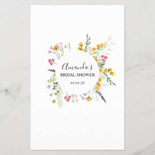 Über- oder unter Brautparty Game-Wildblumen Flyer (Hinten)