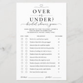 Über oder Unter Hochzeitsshower-Spielkarte Flyer (Vorne)
