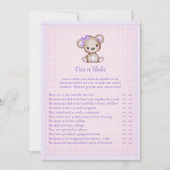Über oder unter Niedlicher Lila Girl-Bär-Karte Einladung (Vorderseite)