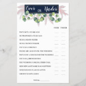 Über oder unter Pampas Grass Brautparty Game Card Flyer (Vorne)