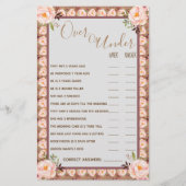 Über oder unter rosa Blumenpaaren Duschspielkarte Flyer (Vorne)