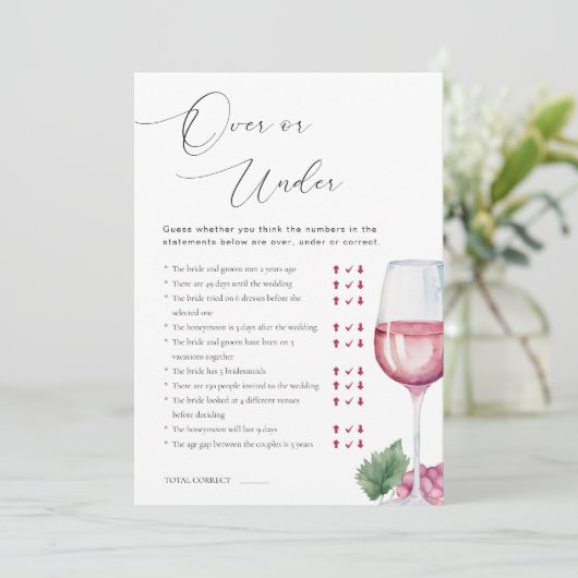 Über oder unter Vino vor den Hochzeitsgelübden - J Einladung (Stehend Vorderseite)