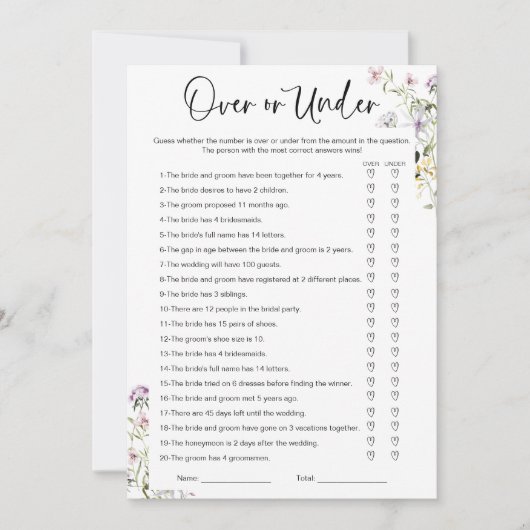 Über- oder unter Wildblume Brautparty Einladung (Vorderseite)