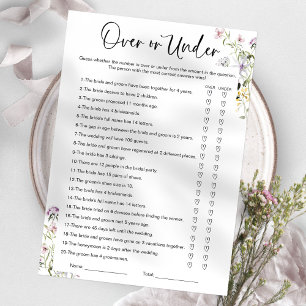 Über oder Unter Wildblumen-Brautparty-Spiel Einladung