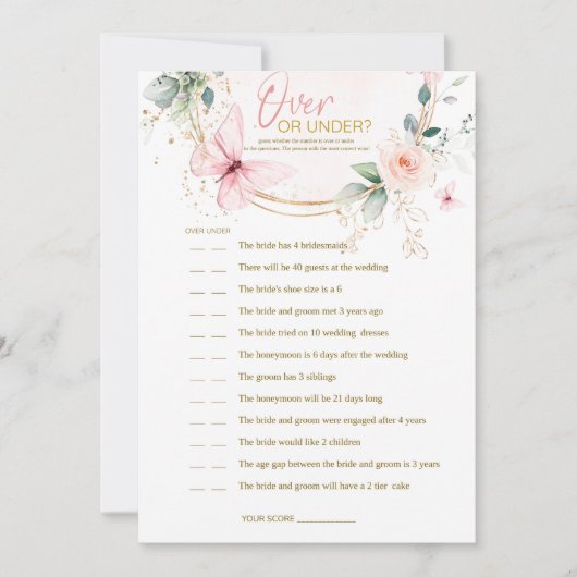 Über- oder Unterspiel Butterfly-Wildblumen Einladung (Vorderseite)