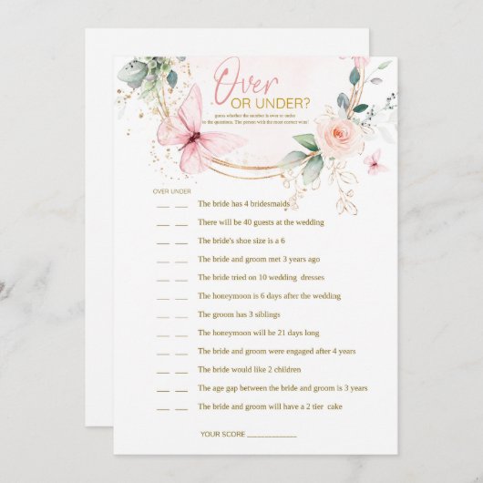 Über- oder Unterspiel Butterfly-Wildblumen Einladung (Vorne/Hinten)