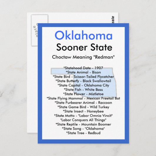 Über Oklahoma Postkarte (Vorne/Hinten)