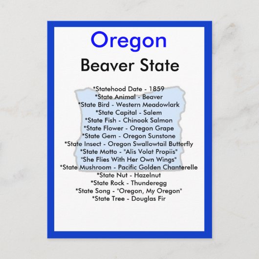 Über Oregon Postkarte (Vorderseite)