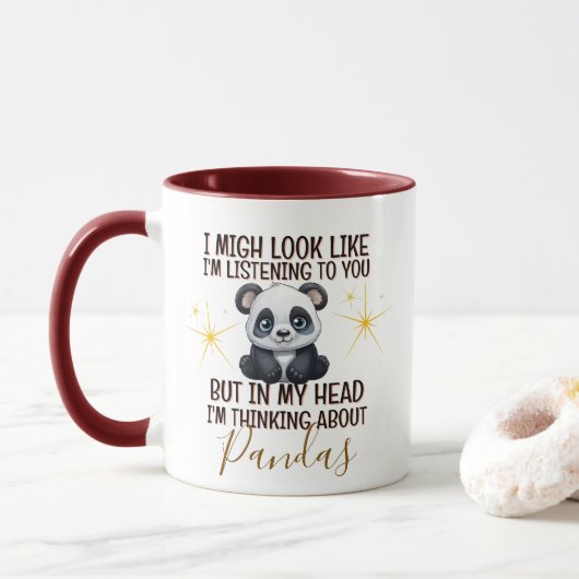 Über Pandas nachdenken - Funny Personalisiert Tasse (Mit Donut)