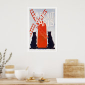 Über Paris Frankreich Rote Windmühle Schwarze Katz Poster (Küche)