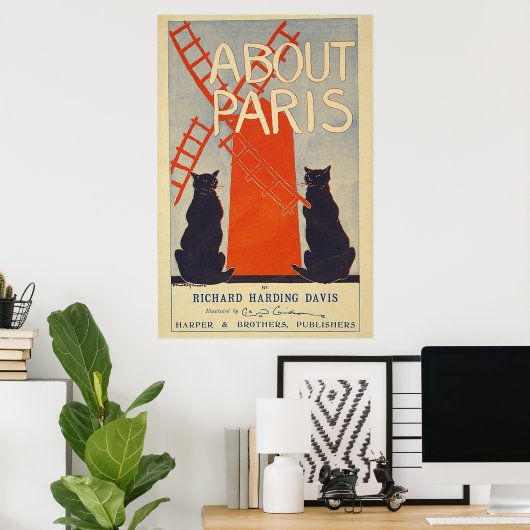 Über Paris Vintages französisches Reiseplakat Poster (Heimbüro)