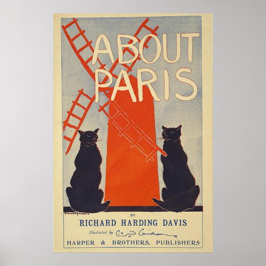 Über Paris Vintages französisches Reiseplakat Poster (Vorne)