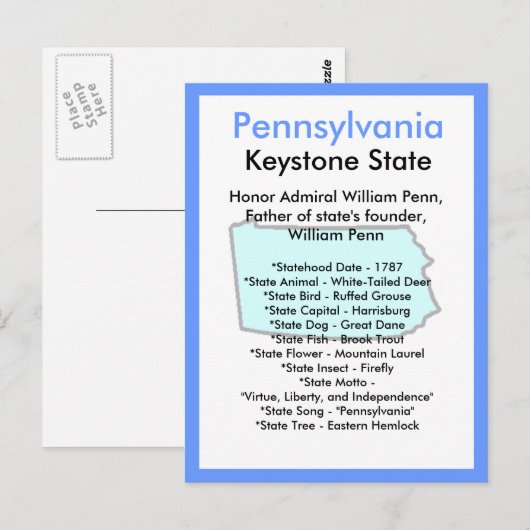 Über Pennsylvania Postkarte (Vorne/Hinten)